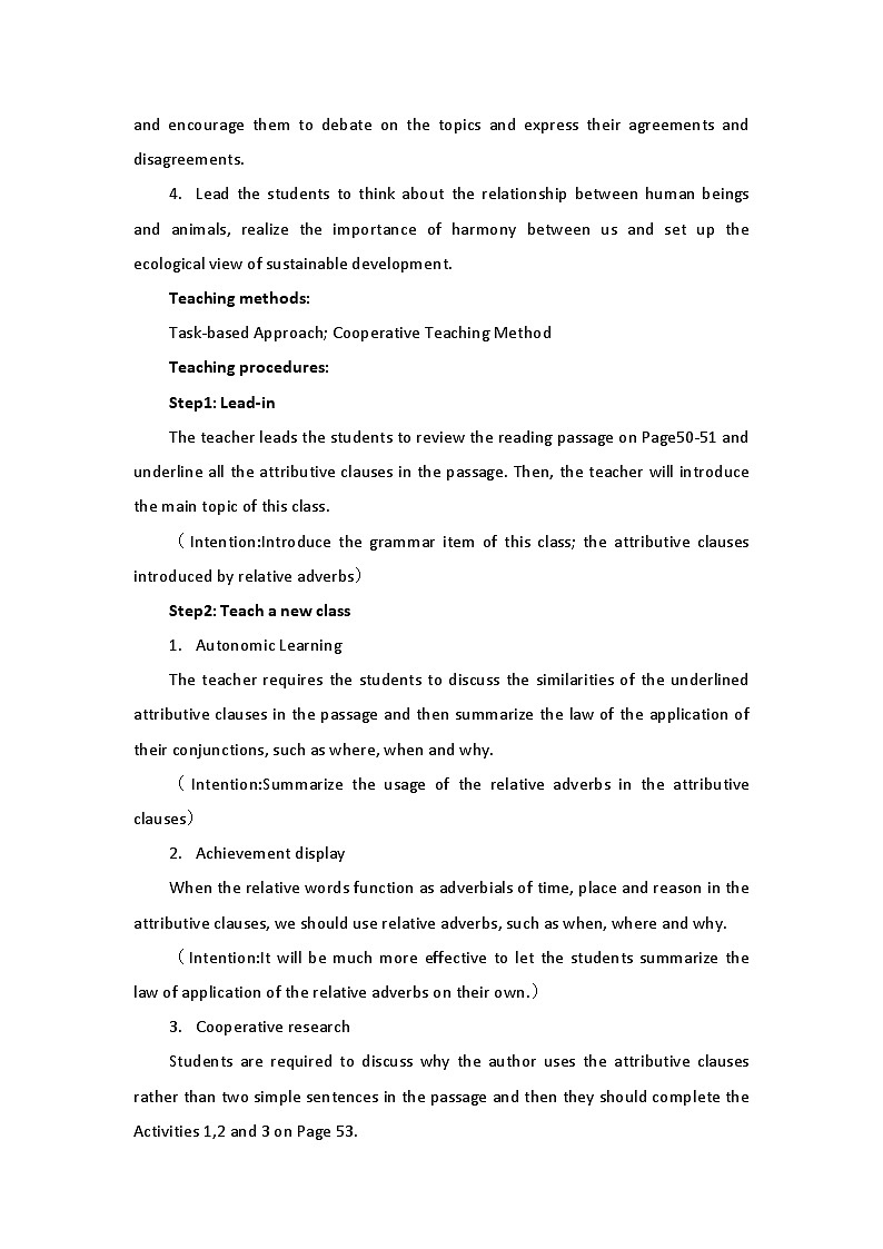 新外研社（19）高中英语必修一Unit5Into the wild-Using Language教案02