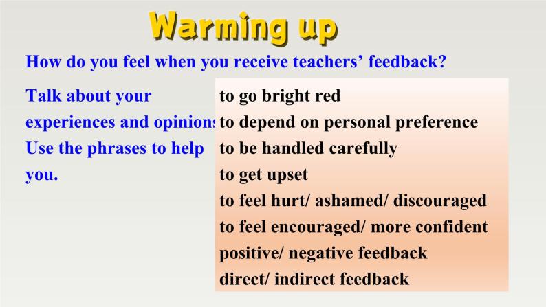 新北师大版高中英语选择性必修一Unit1Relationships-Lesson2-How do we like teachers' feedback课件PPT02