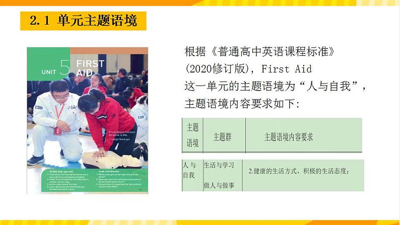 大单元课件人教版高中英语选择性必修二unit 5《First Aid》单元整体教学说课05