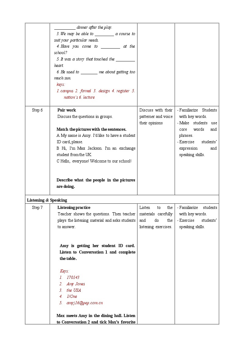 人教版英语必修一《 Welcome Unit Period 1 Listening and Speaking》课件+教案03