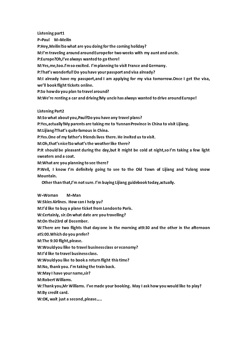 Unit2 Traveling around Period 1 Listening and speaking听力原文第1页