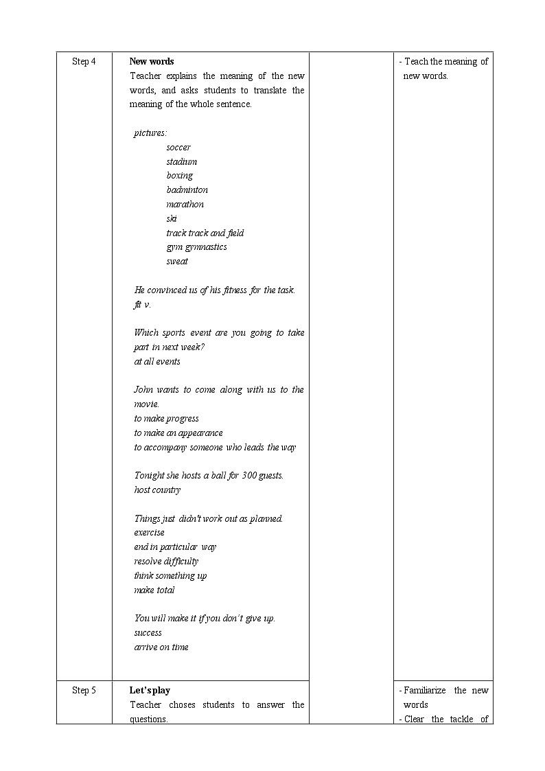 人教版英语必修一  Unit 3《 Sports and Fitness Period 1 Listening and Speaking》 课件+教案02