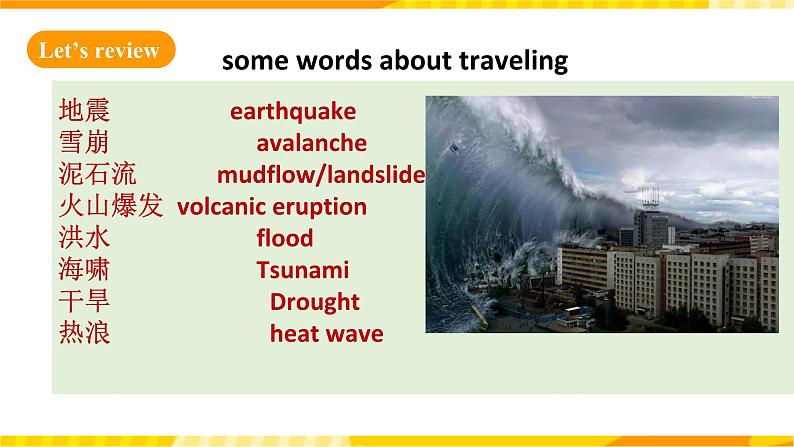 人教版英语必修一Unit4《  Natural disasters Period 1 Listening and speaking 》 课件+教案03