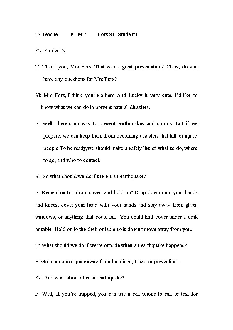 listening and talking  听力原文第1页