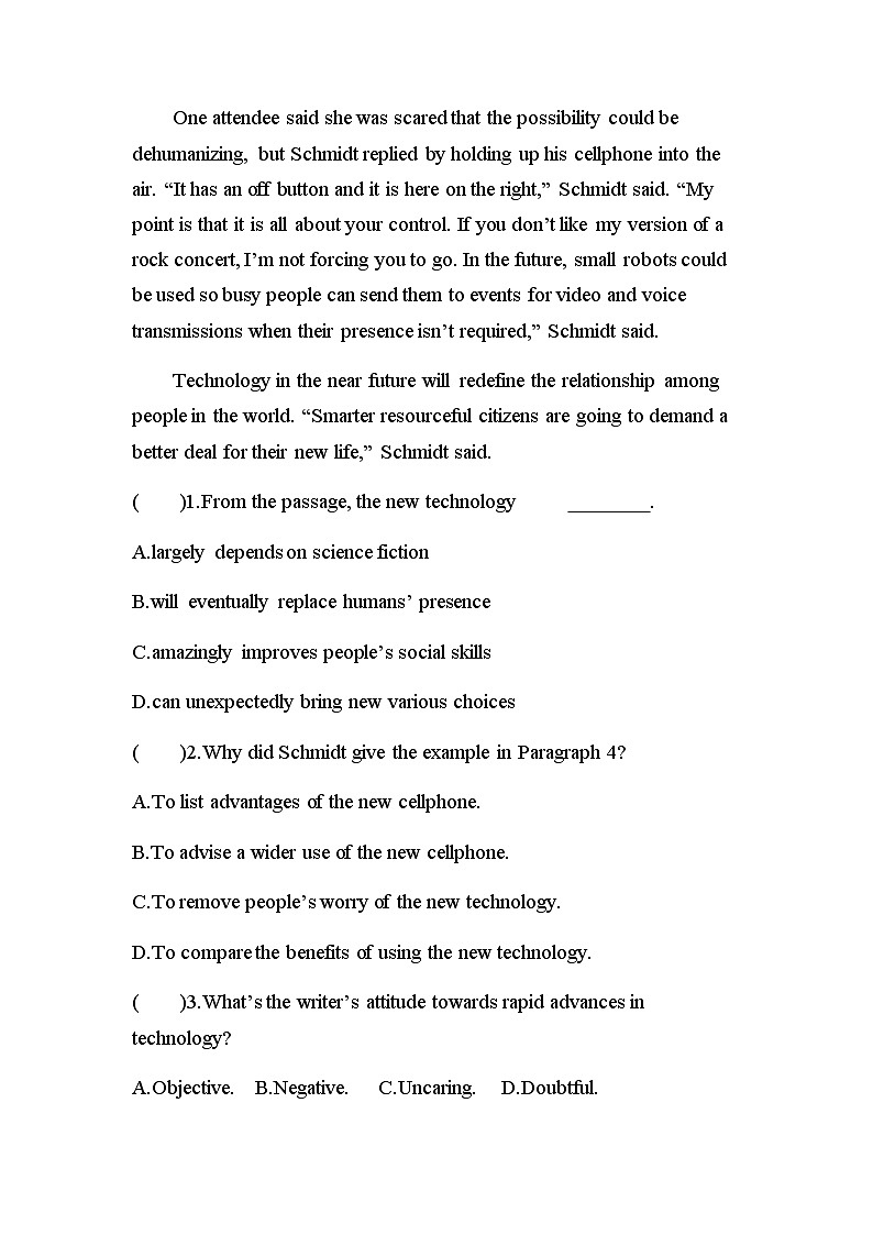 【练习+测试】高中英语人教版(2019)选修第一册 Unit 2 Looking into the future 单元过关演练（含解析）02