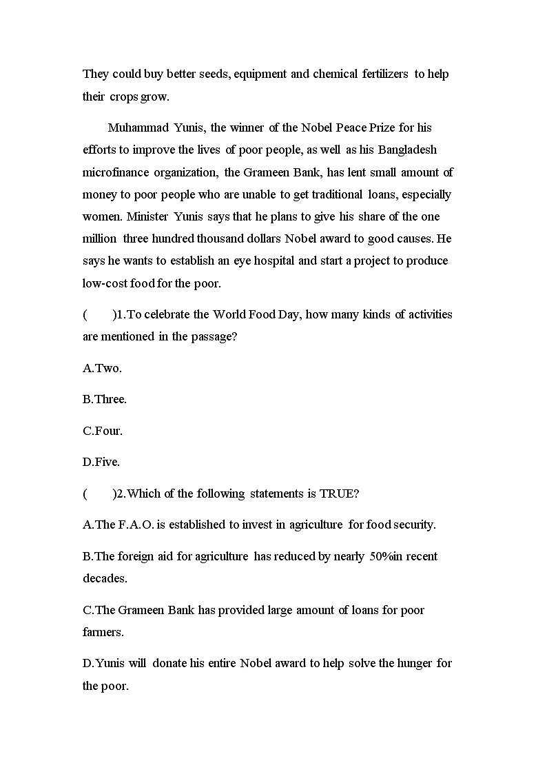 【练习+测试】高中英语人教版(2019)选修第一册 Unit 5 Working the Land Writing 课时作业（含答案）02