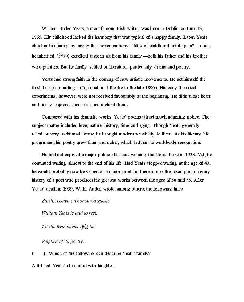 【练习+测试】高中英语人教版(2019)选修第一册 Unit1 People of achievement  单元复习训练（含答案）02