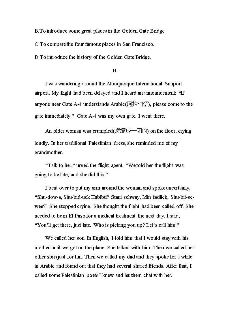 【练习+测试】高中英语人教版(2019)选修第一册 Unit4 Body Language  单元过关演练（含答案）03