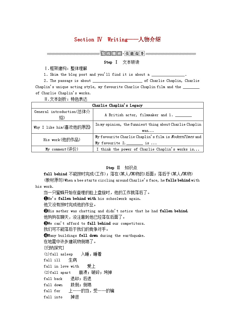 新教材2023版高中英语Unit1LaughoutloudSectionⅣWriting__人物介绍学案外研版选择性必修第一册01