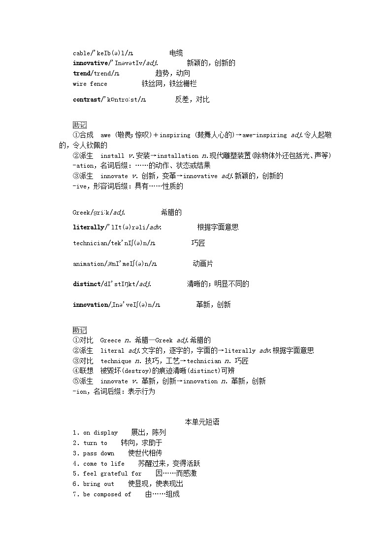 新教材2023版高中英语Unit4Meetingthemuse单元基础知识汇总学案外研版选择性必修第一册02