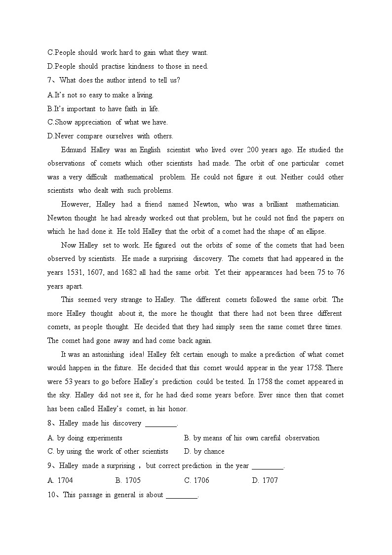新疆维吾尔自治区喀什第二中学2022-2023学年高二上学期第一次月考英语试卷（含答案）03
