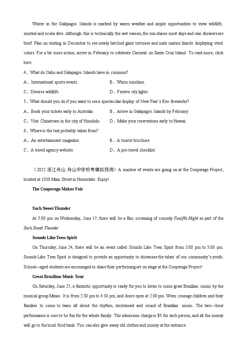专题03 阅读理解之应用文10篇（第二期）-备战2024年高考英语浙江省名校模拟真题速递03