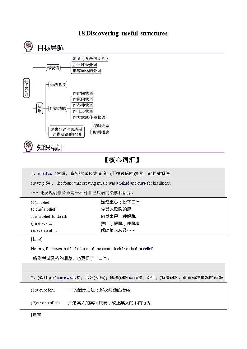 【同步讲义】（人教版2019）高中英语必修二：第18讲-Unit 5 Music -Discovering Useful Structures 讲义01