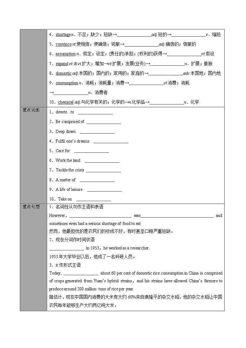 【同步讲义】（人教版2019）高中英语选修第一册：专题17.Unit 5Working the Land 第一讲-Reading and Thinking - 讲义02