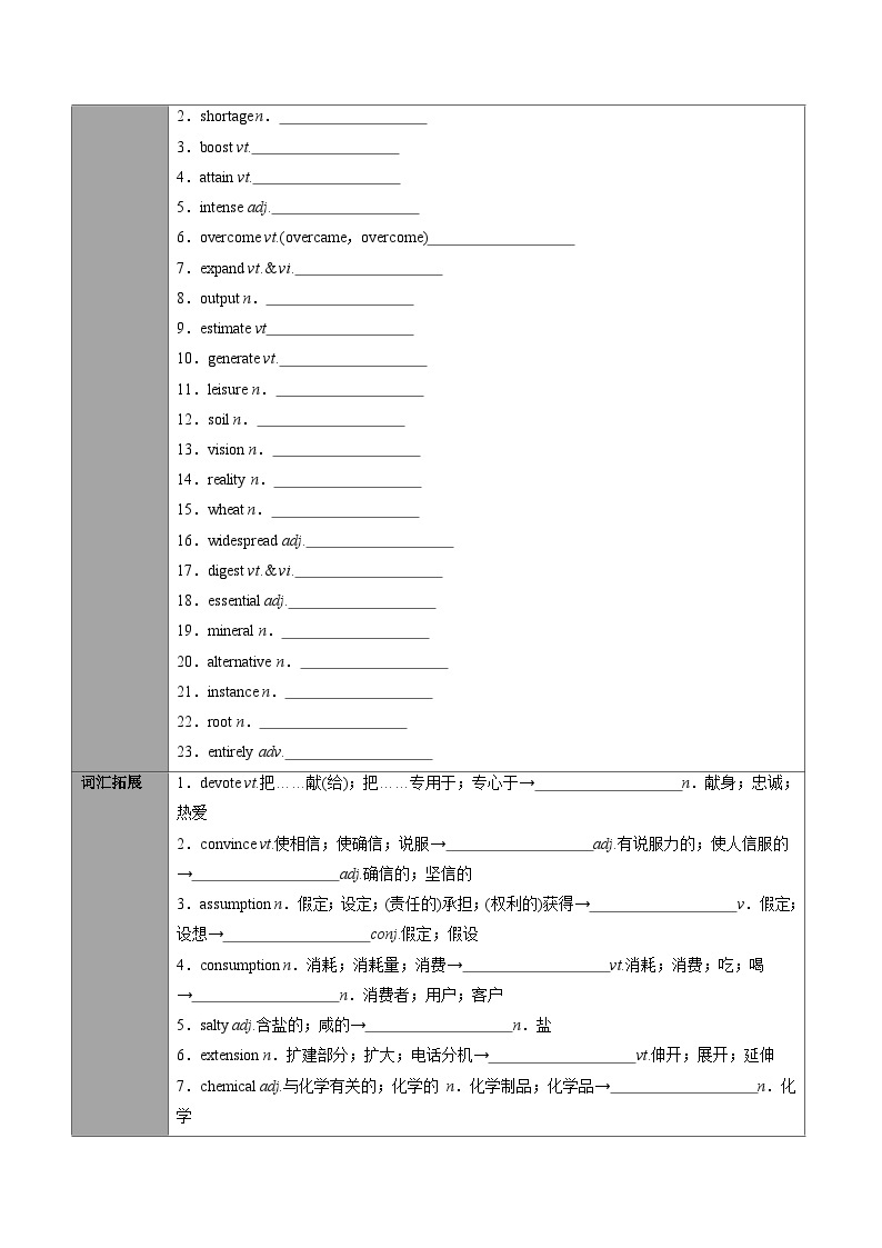 【同步讲义】（人教版2019）高中英语选修第一册：专题20.Unit 5 Working the Land 第四讲-单元知识回顾及优化集训）- 讲义02