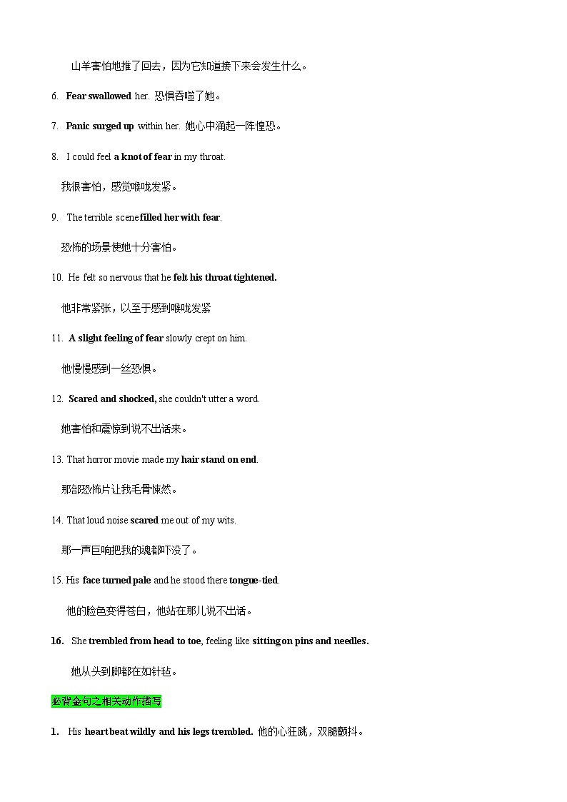 专题19 读后续写高能模板（二）必背金句清单（解析版）-【口袋书】2023年高考英语必背知识手册（思维导图+背诵手册）（全国通用版）第2页