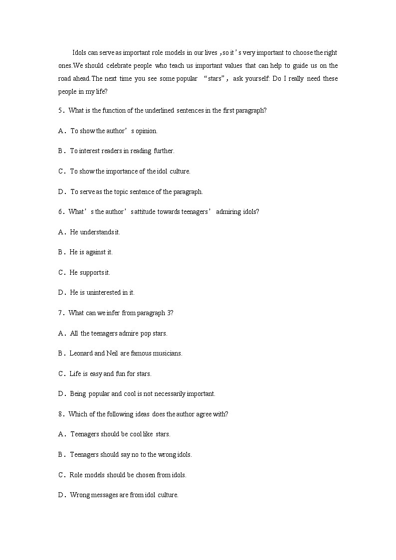 Unit 2　课时精练四　Extended reading—Reading comprehension 同步练（含答案）第3页