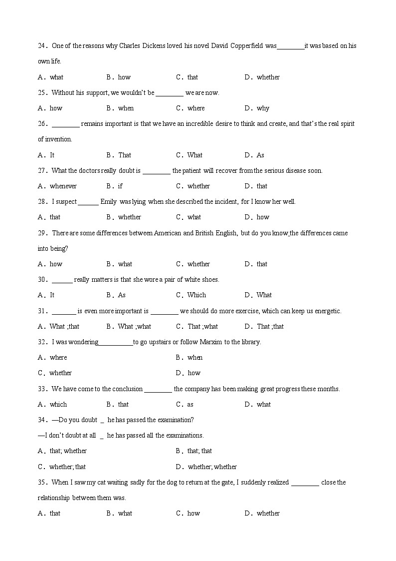 进阶练03 名词性从句（最新名校模拟题）50题专练-【全优新高考】2024年新高考英语一轮总复习培优全攻略（上海专用）（解析版）03