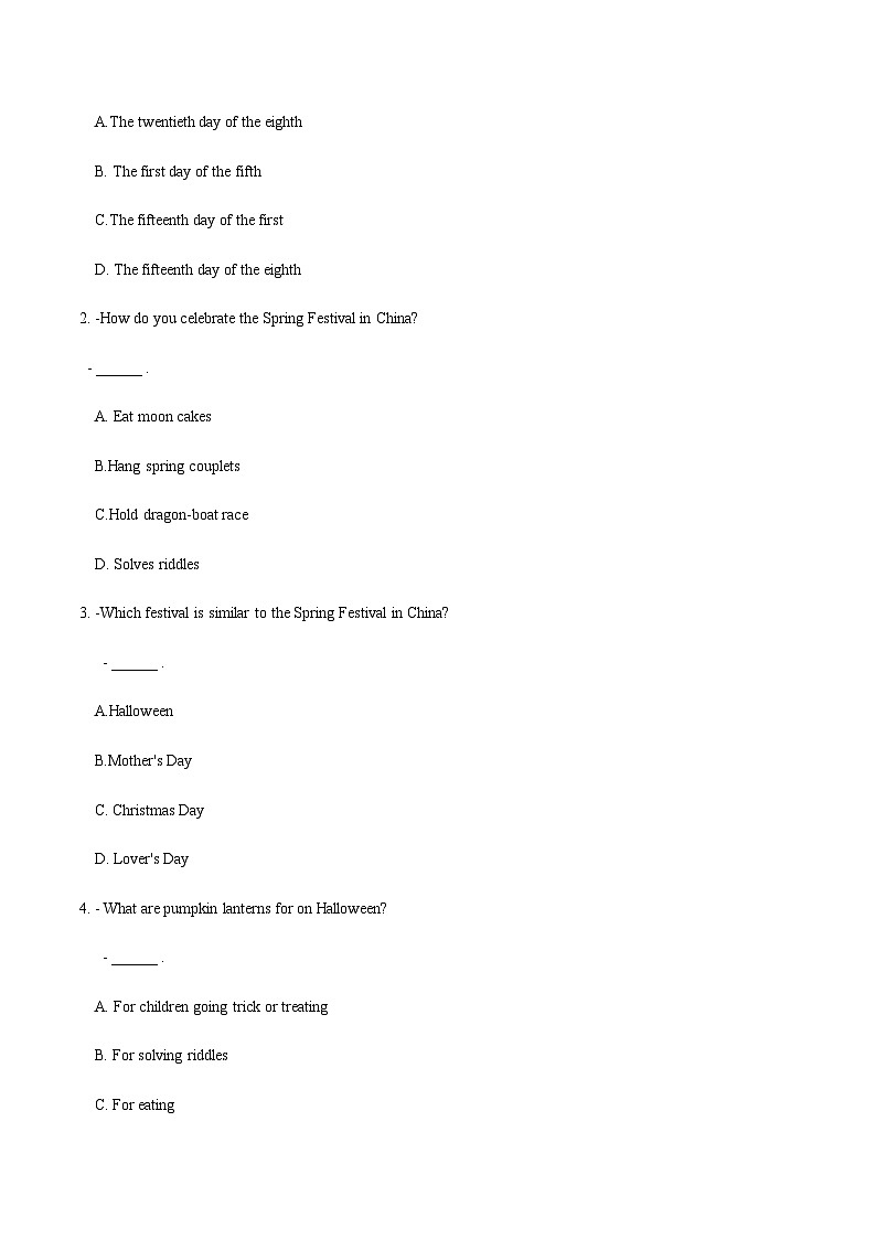 【中职专用】高中英语  （外研版·2021） Unit 8 第1课时 Warming Up & Listening and Speaking【 同步练习】03