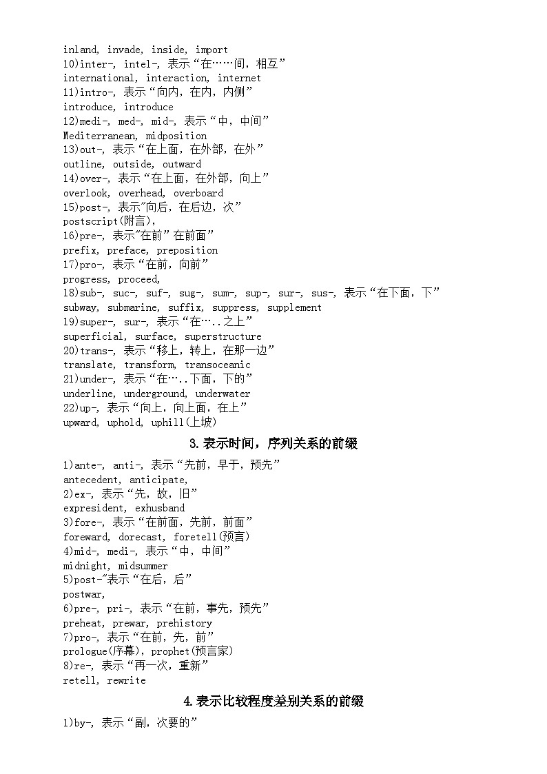 高中英语2024届高考复习构词法高频知识点（前缀+后缀+词根）第2页