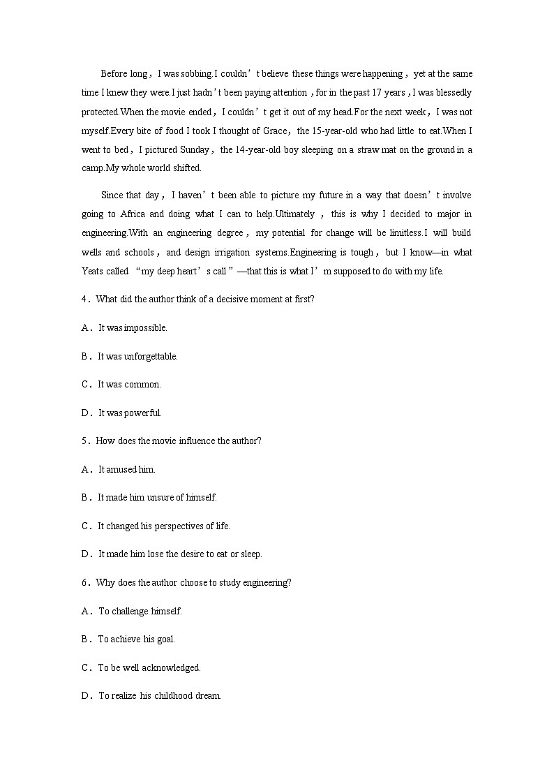 译林版（2019） 必修 第二册：Unit 1　Lights，camera，action　培优提能限时练(一)（含答案）03