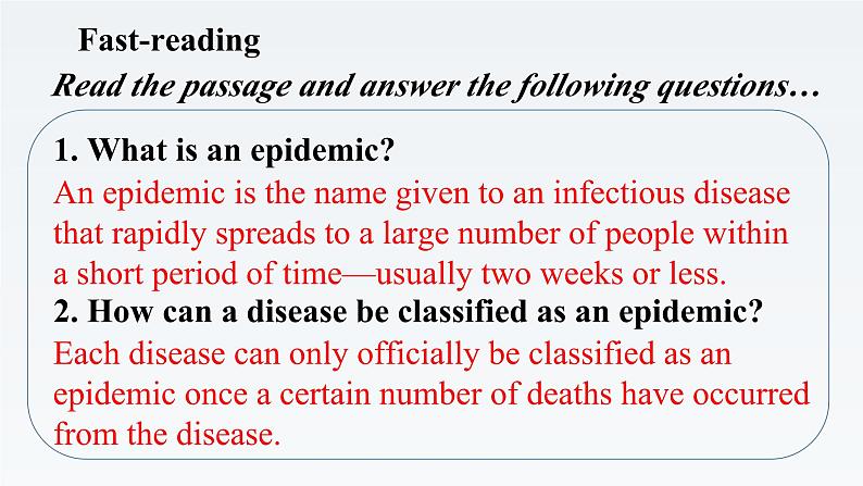 新北师大版高中英语选择性必修三Unit9Human Biology-Lesson3Epidemics Explained课件08