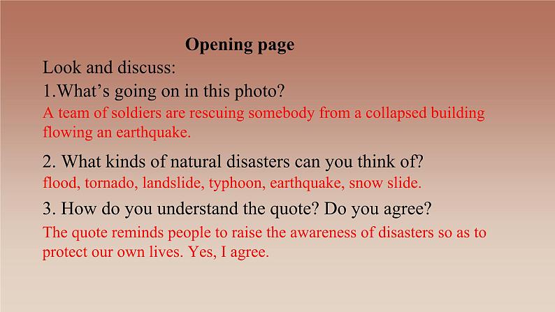 2019新人教高中英语必修一Unit4Natural Disasters Listening and speaking课件PPT02