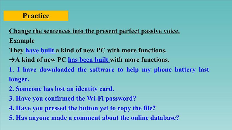 2021新人教高中英语必修二Unit3 Discovering Useful Structures--Talk about something that has been done课件PPT06