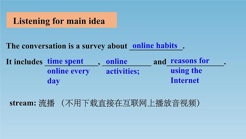 2021新人教高中英语必修二Unit3Listening and Speaking--Ask About Online habits课件PPT07