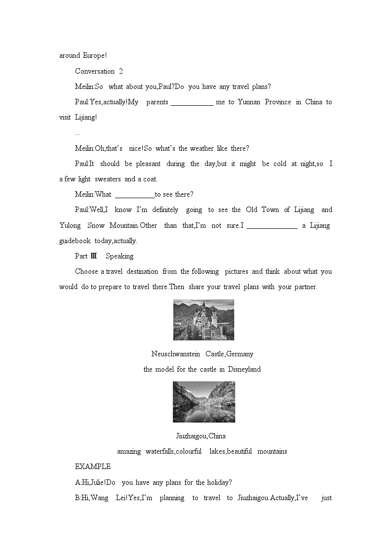 2019新人教必修一unit2travelling around listening and speaking学案03