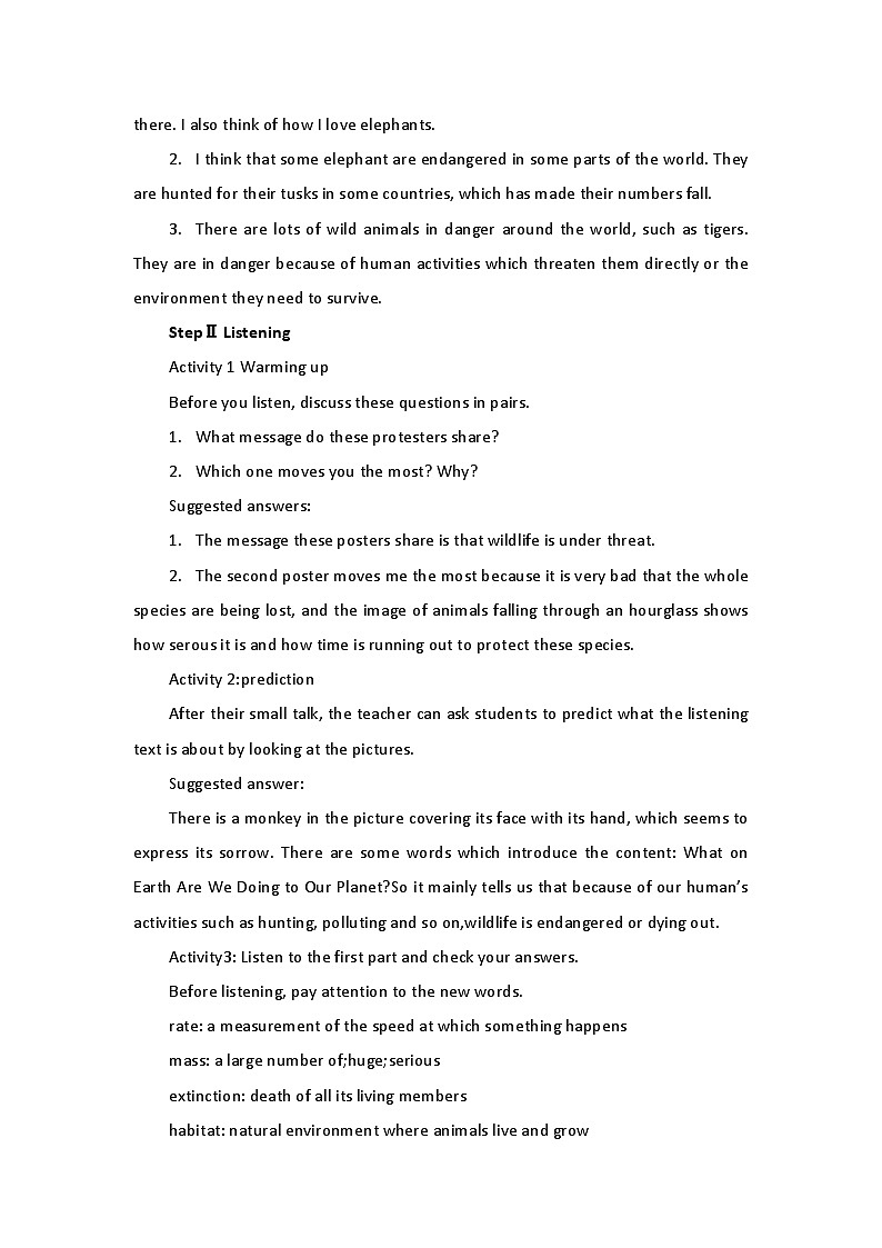 2019新人教高中英语必修二Unit2 Listening and Speaking公开课教案02