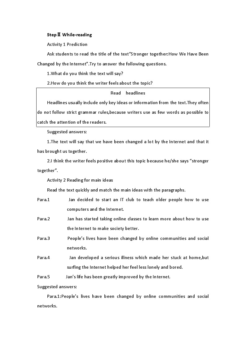 2019新人教高中英语必修二Unit3 Reading and Thinking 公开课教案02