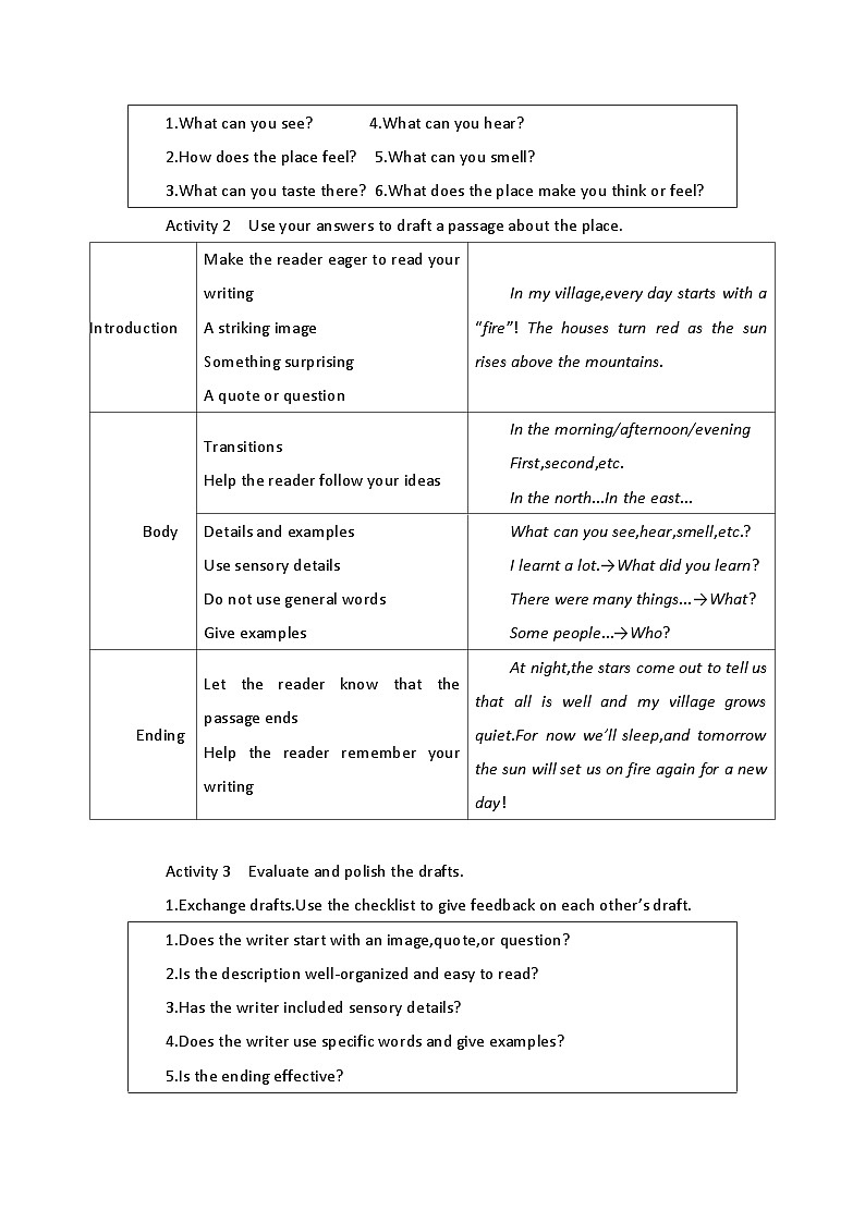 2019新人教高中英语必修二Unit4 History and Traditions--Reading for writing公开课学案03