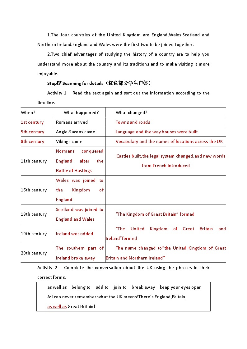 2019新人教高中英语必修二Unit4History and Traditions--Reading and  Thinking公开课教案第3页
