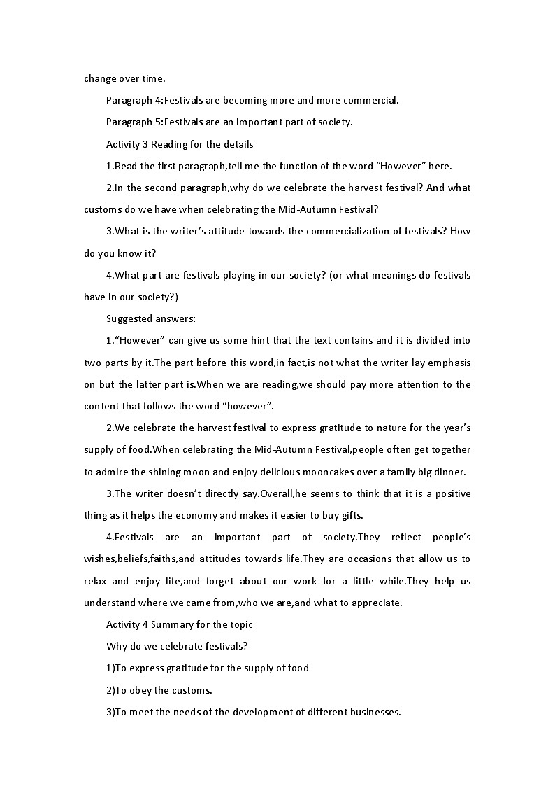 2019新人教高中英语必修三Unit1 Festivals and Celebrations--Reading and Thinking公开课教案第3页