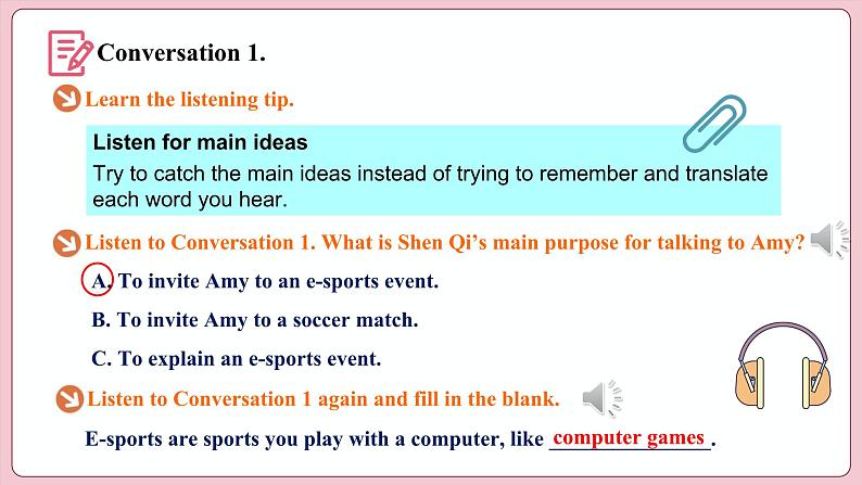 Unit 3 Sports and fitness Period I  Listening and Speaking（课件）-2023-2024学年高中英语人教版（2019）选择性必修第一册第8页