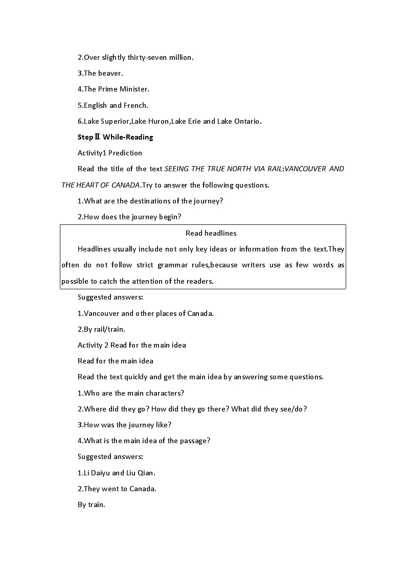 2019新人教高中英语选择性必修二Unit 4 Journey Across A Vast Land--Reading and Thinking公开课教案第2页