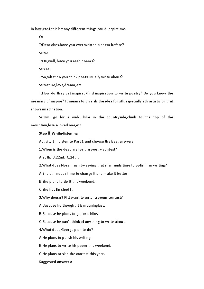 2019新人教高中英语选择性必修三Unit5 poems--Using Language公开课教案第2页