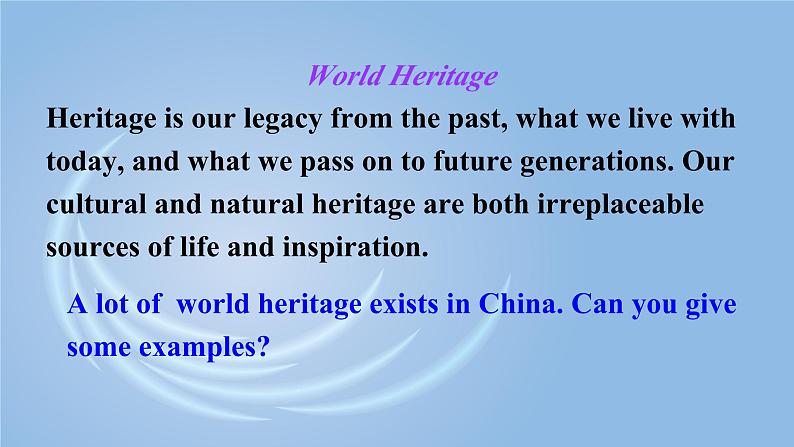 2019新人教高中英语必修二Unit1 Cultural Heritage--Listening and Speaking公开课课件03