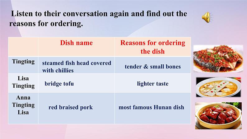 2019新人教高中英语选择性必修二Unit3 Using Language--Order food together with a foreign friend 公开课课件07