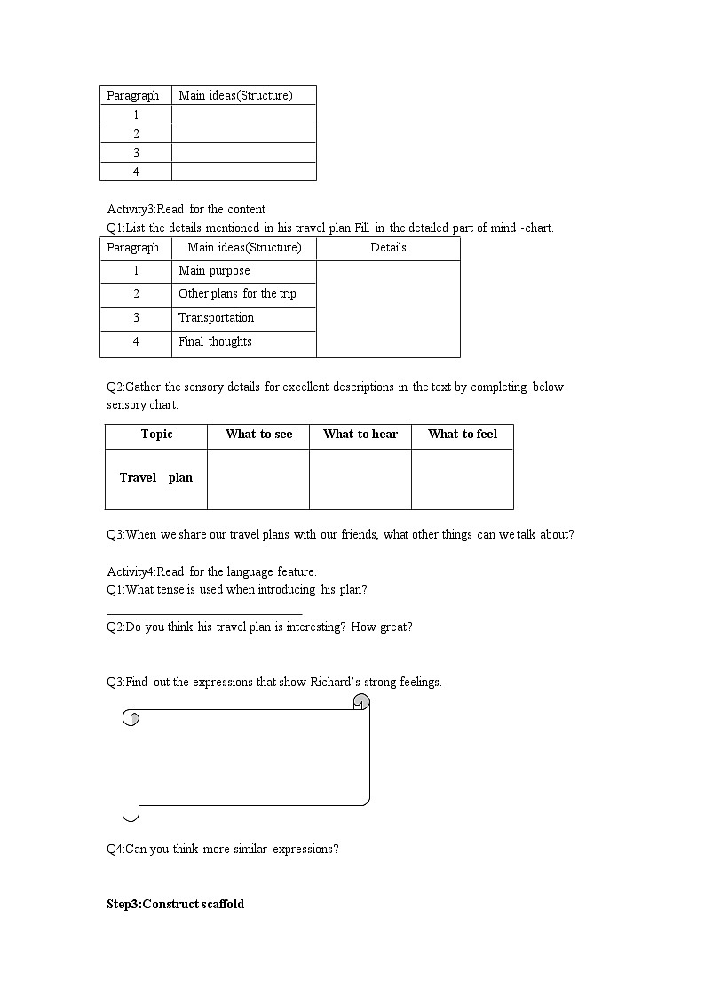 高中英语人教版（2019） 必修第一册Unit 2 Travelling Around  Reading for Writing导学案（无答案）第2页