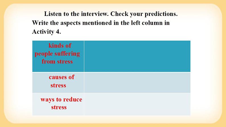 Unit 1 Lesson 2 Understanding and Coping with Stress课件  高中英语北师大版(2019)必修第一册05