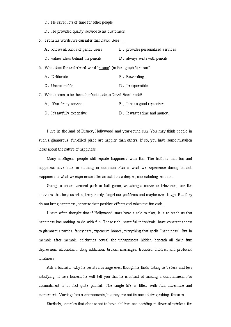 2023届河北省保定部分高中高三下学期三模英语试题（含解析）03