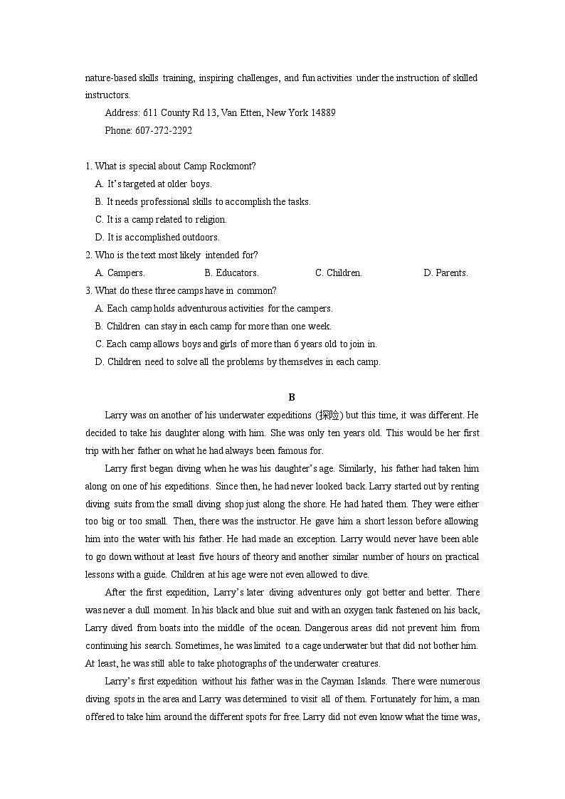 【单元测试卷】2023-2024学年高二英语人教版 选择性必修三 Unit 4 Adversity and Courage03