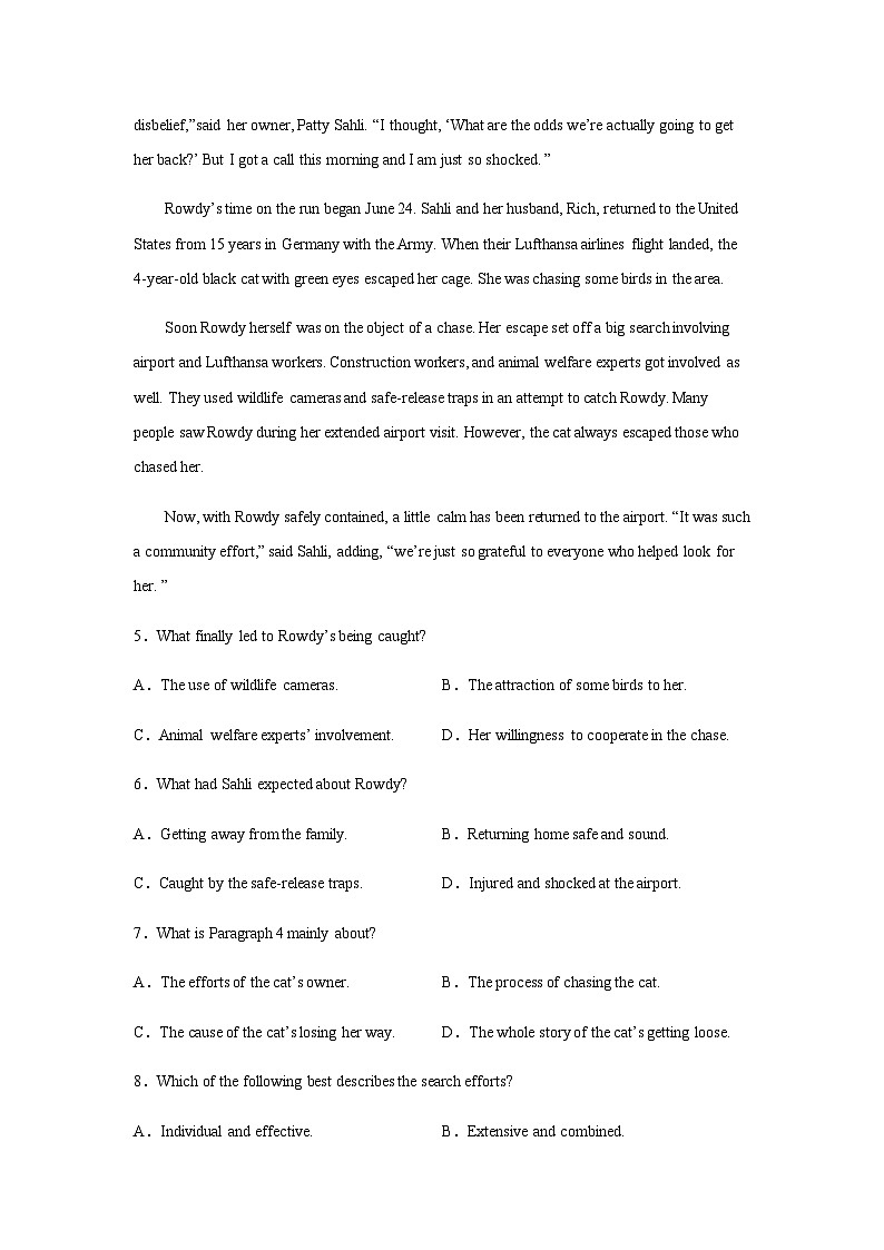 高考英语二轮复习云南高考英语阅读理解训练03