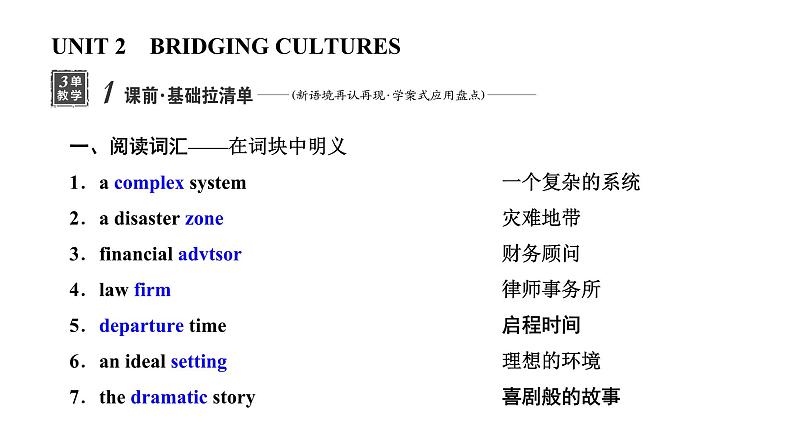 2024届高考英语一轮复习选择性必修第二册UNIT2 BRIDGING CULTURES课件01