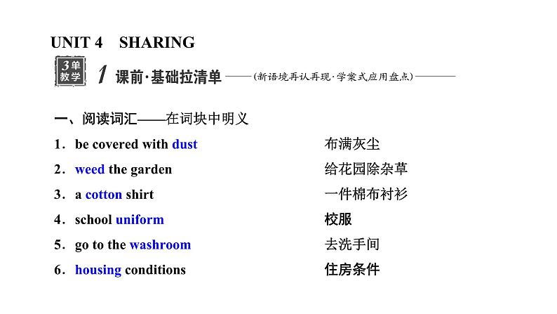 2024届高考英语一轮复习选择性必修第四册UNIT4 SHARING课件01