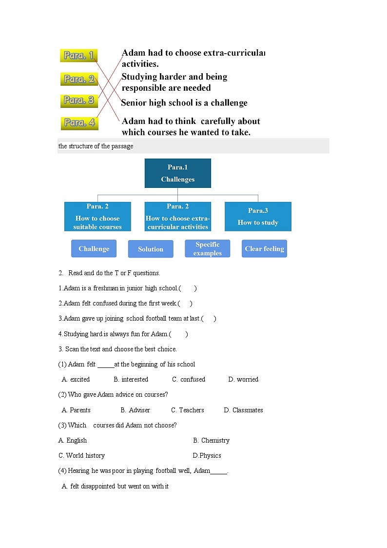 人教版（2019）高中英语必修第一册Unit1 Teenage life Reading and thinking 学案（无答案）第3页