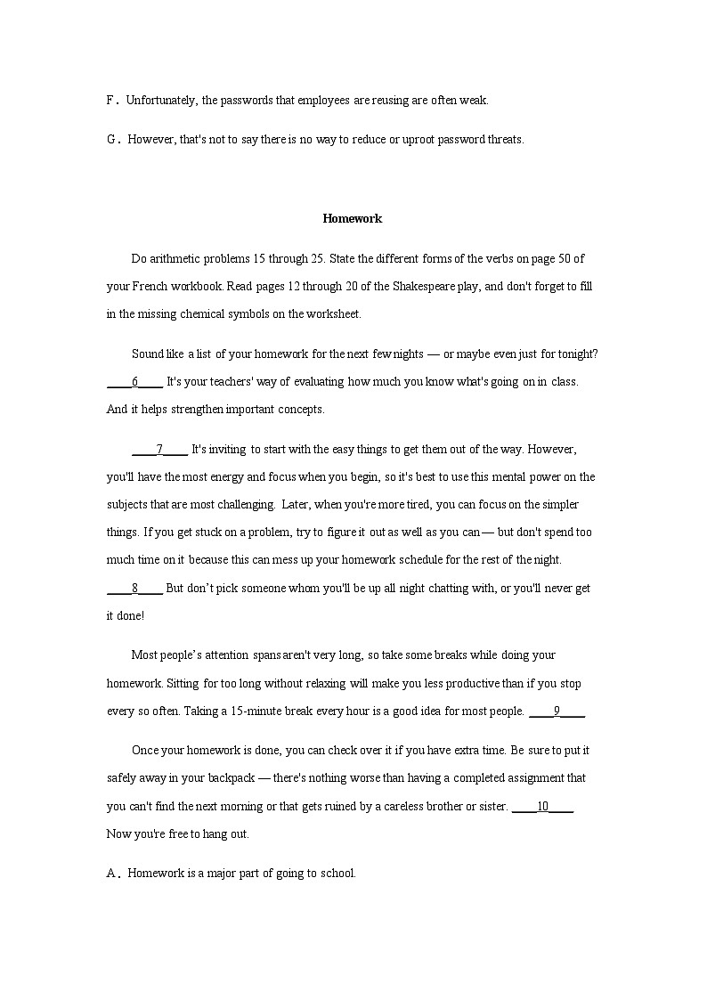 高考英语二轮复习北京高考英语七选五专项训练含答案第2页