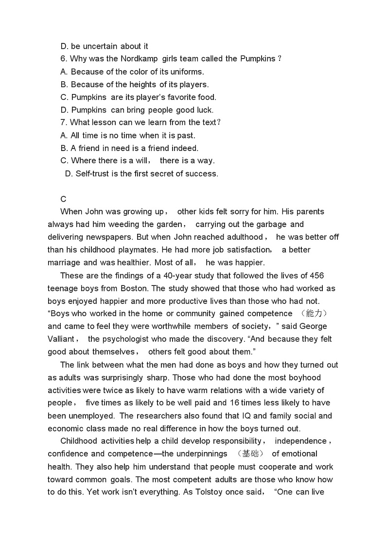 高考英语二轮复习课时练习 阅读理解完形填空书面表达（含答案）第3页